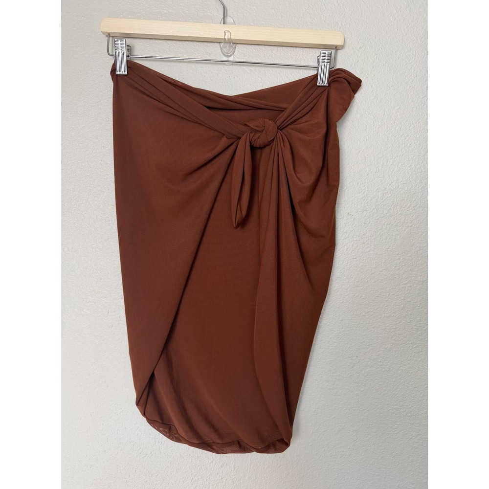 Neena Swim Mocha Mesh Sarong Skirt Front Knot Swim Coverup‎ NS0417 Size S/M NEW